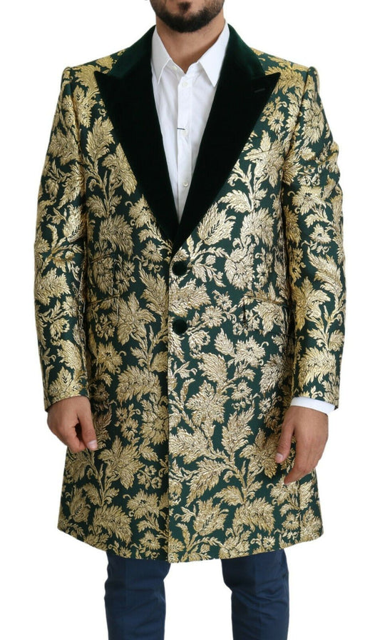 Dolce &amp; Gabbana Elegant gold-green jacquard jacket Sicilia