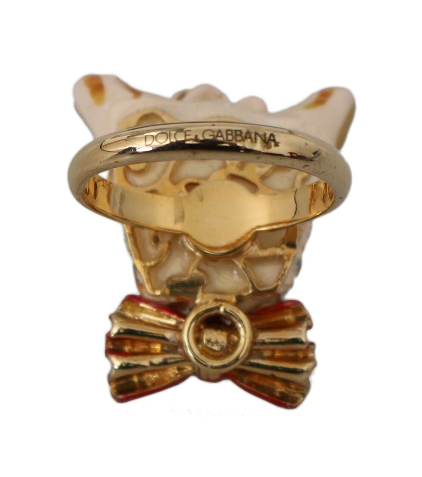 Dolce &amp; Gabbana Elegant Dog-Inspired Gold Tone Ring