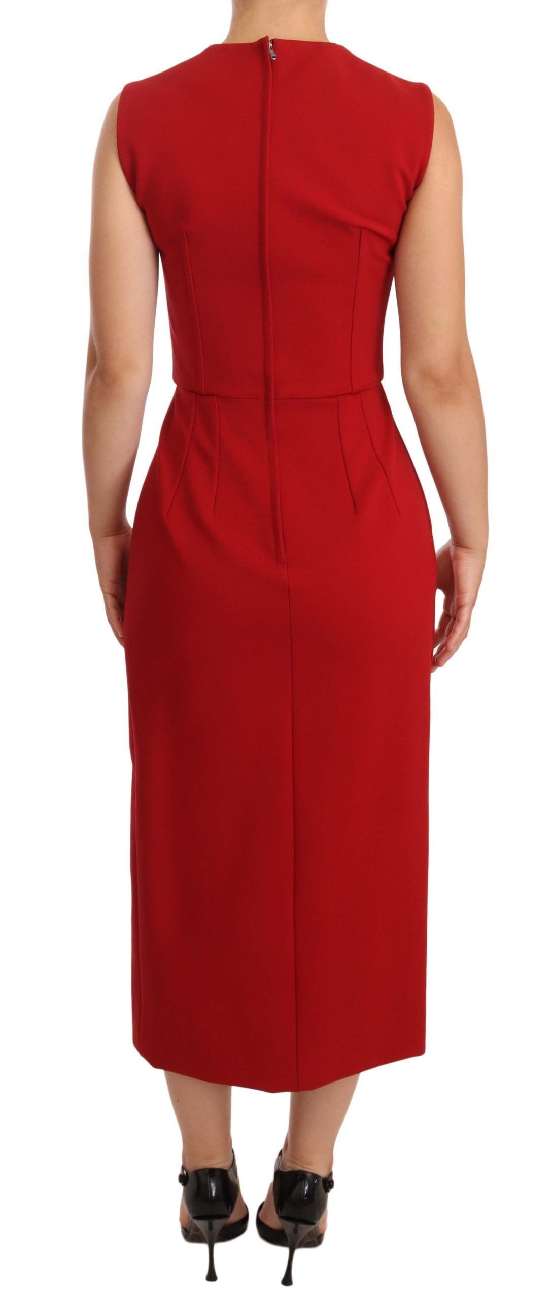 Dolce &amp; Gabbana Elegant Midi Dress with Sweetheart in Red