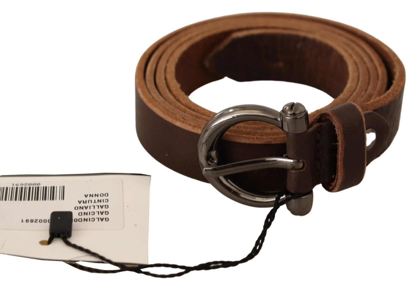 John Galliano Elegant Brown Leather Belt for Fashion