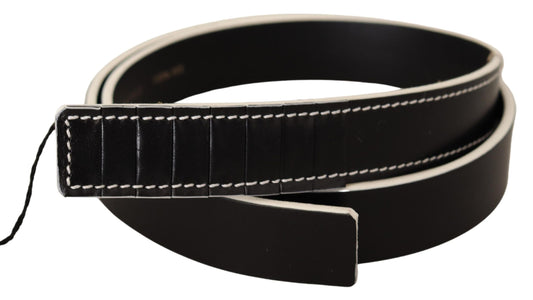 Costume National Chic fashion belt made of black leather with white accents