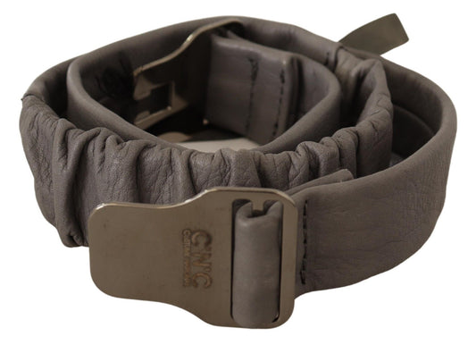 Costume National Elegant Gray Leather Fashion Belt