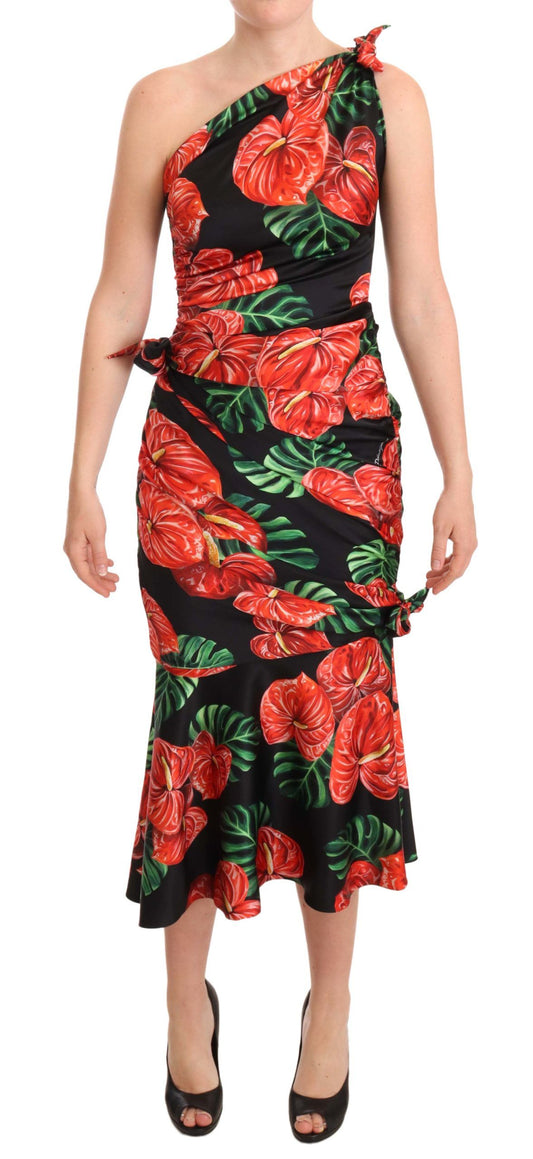 Dolce &amp; Gabbana Elegant floral silk dress in draped