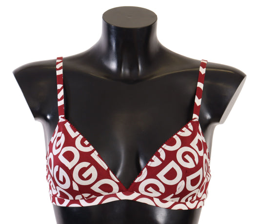 Dolce &amp; Gabbana Red Cotton Logo Printed Designer Bra