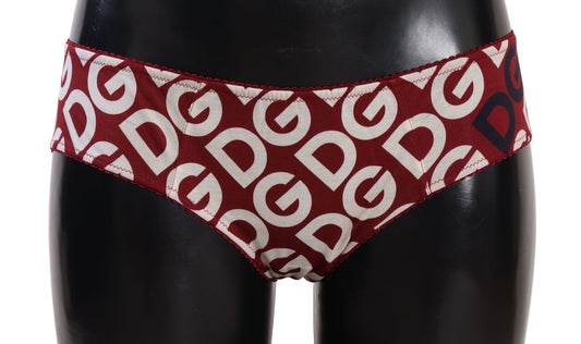 Dolce &amp; Gabbana Chic Maroon White Logo Swim Trunks