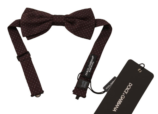 Dolce &amp; Gabbana Elegant silk bow tie with brown dot pattern