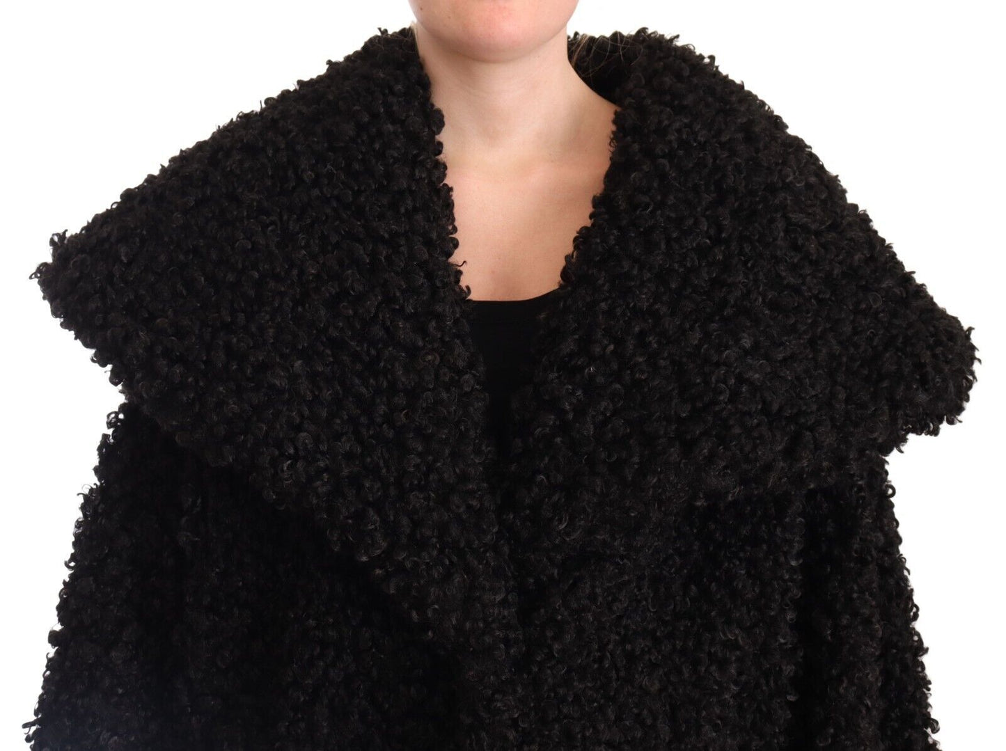 Dolce &amp; Gabbana Elegant Black Fur Cape Trenditakki