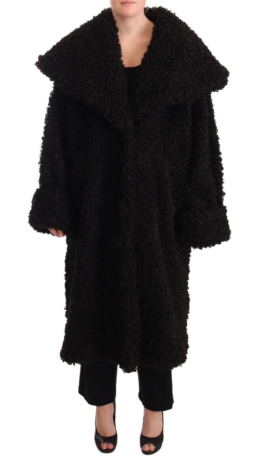 Dolce &amp; Gabbana Elegant Black Fur Cape Trenditakki