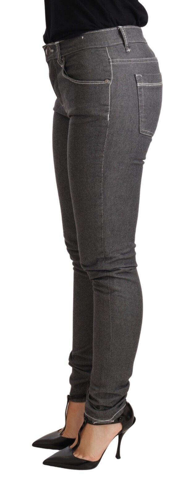 Eight Elegant Grey Mid Waist Skinny Jeans