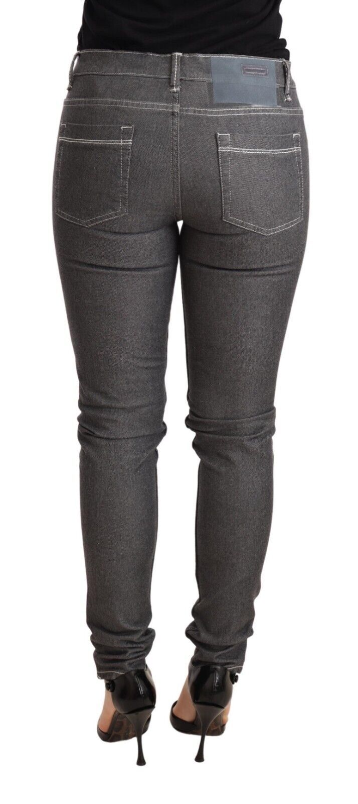 Eight Elegant Grey Mid Waist Skinny Jeans