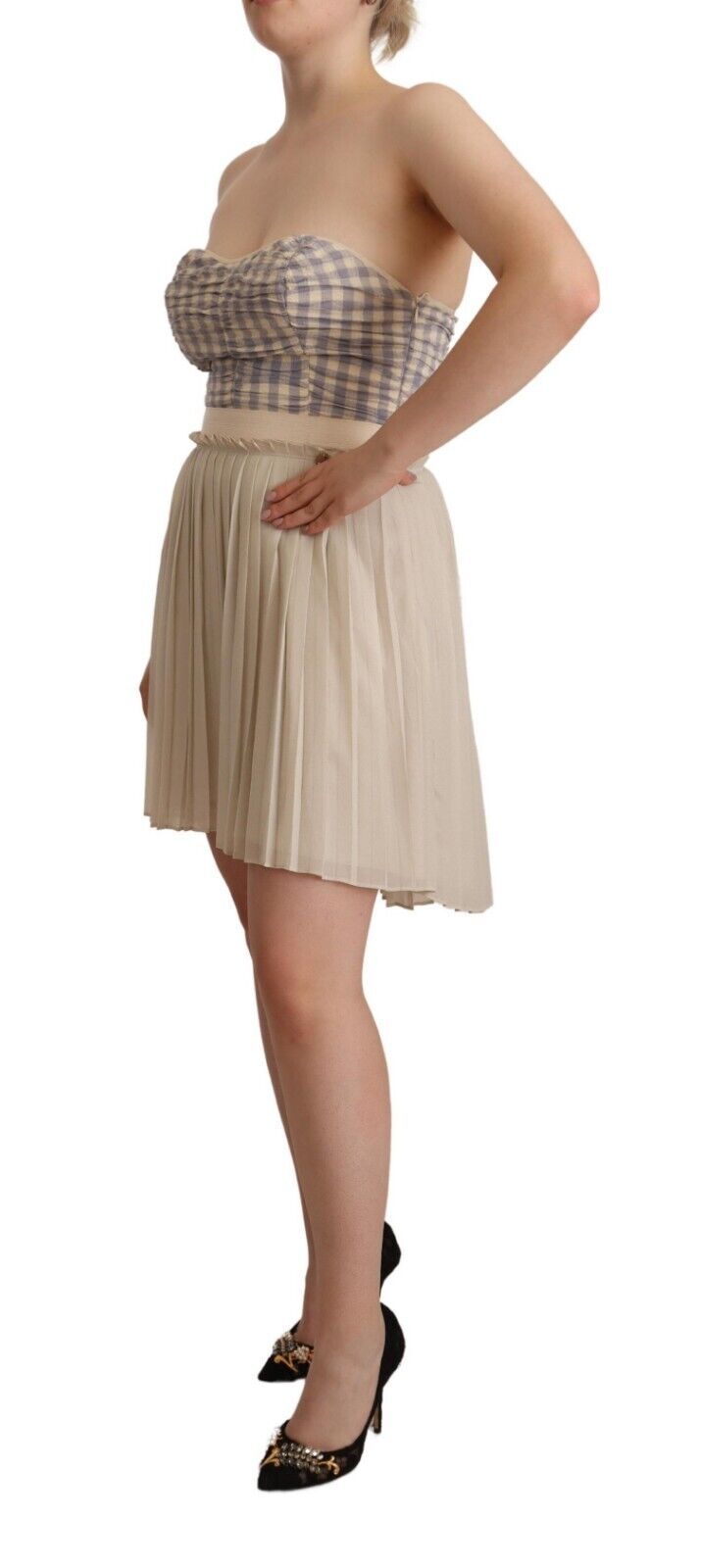 Guess Schickes trägerloses A-Linien-Kleid in Beige