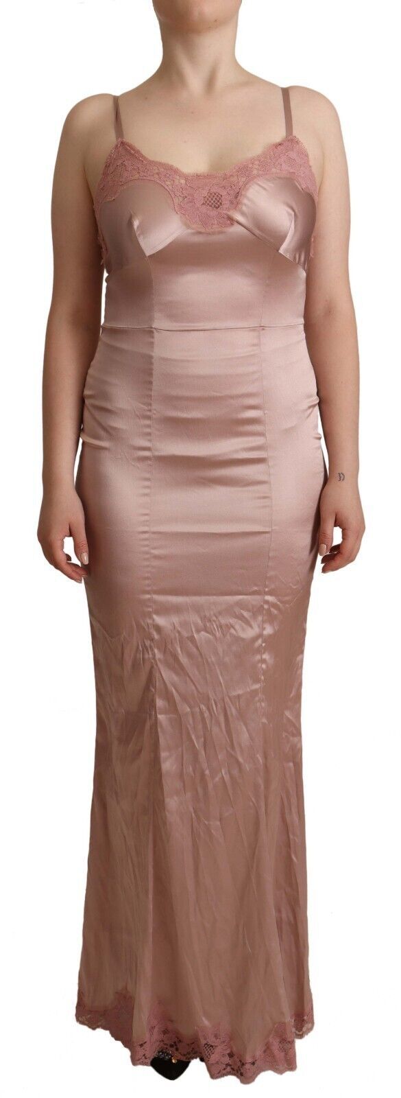 Dolce &amp; Gabbana Elegant Pink Lace Maxi Bodycon -mekko