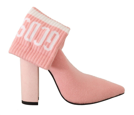 GCDS Schicke rosa Wildleder-Stiefeletten mit Logo-Socken