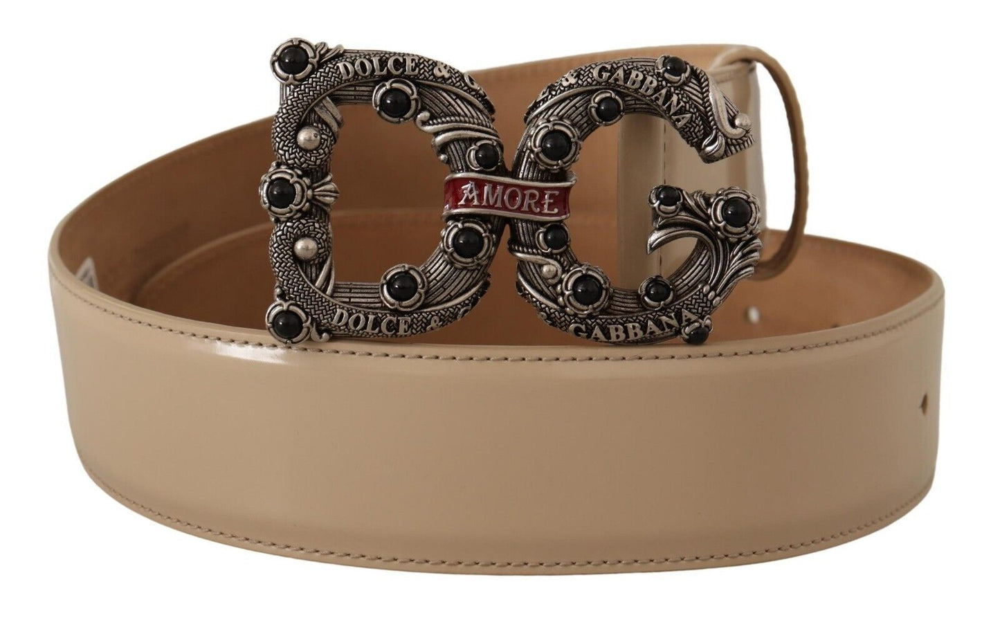 Dolce &amp; Gabbana vintage belt with brass logo and pearl decoration