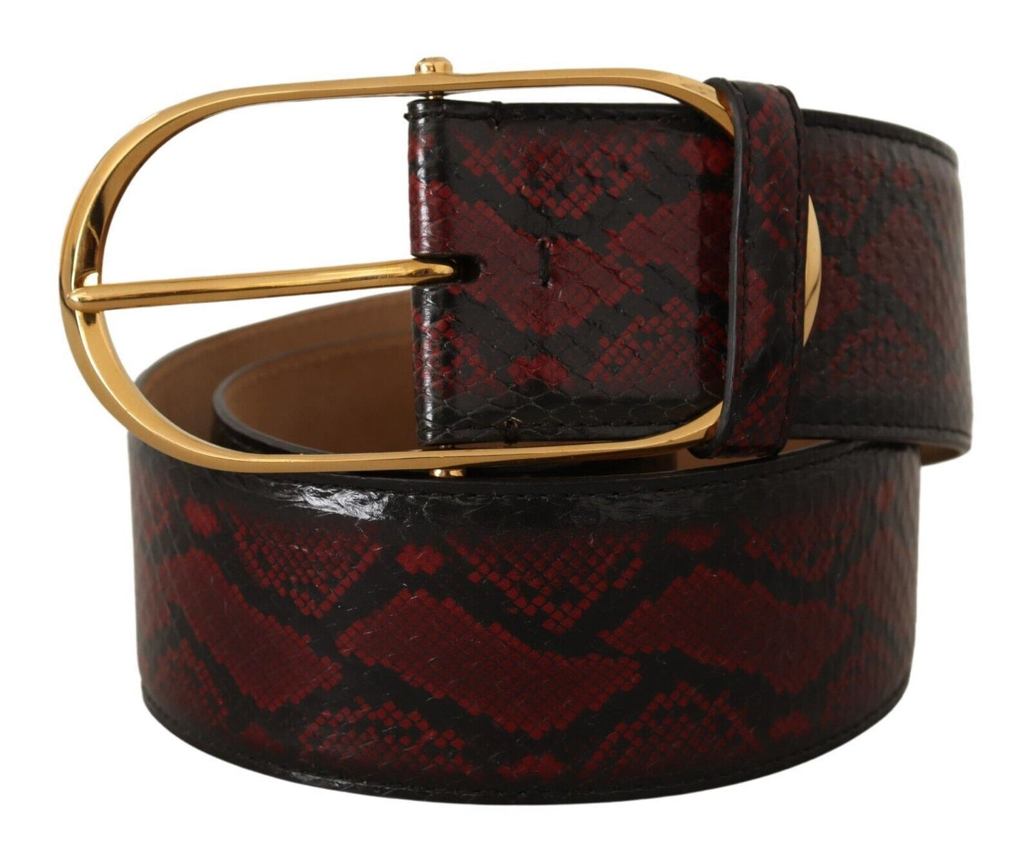 Dolce &amp; Gabbana Elegant red python leather belt with gold buckle