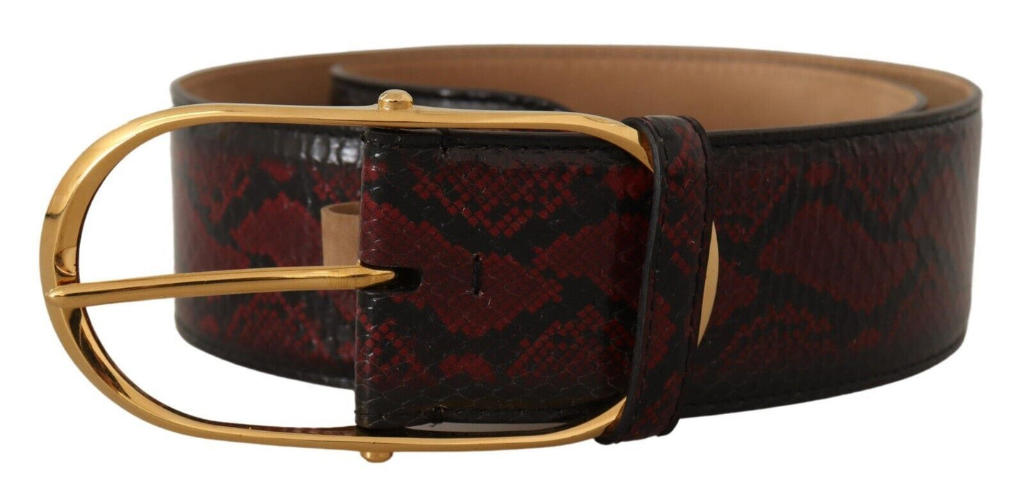 Dolce &amp; Gabbana Elegant red python leather belt with gold buckle