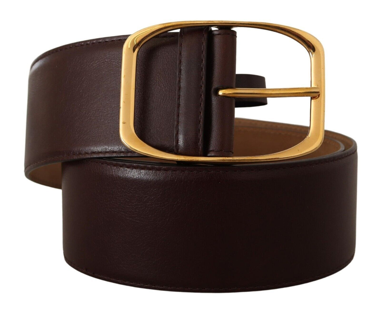 Dolce &amp; Gabbana Elegant dark brown leather belt with gold buckle