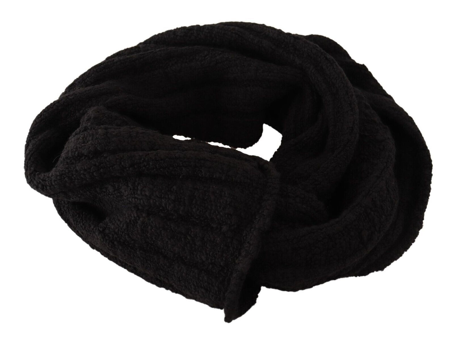 Dolce &amp; Gabbana Elegance Unleashed Black Wool Scarf