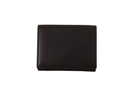 Dolce &amp; Gabbana Elegant Black Leather Trifold Multi Kit