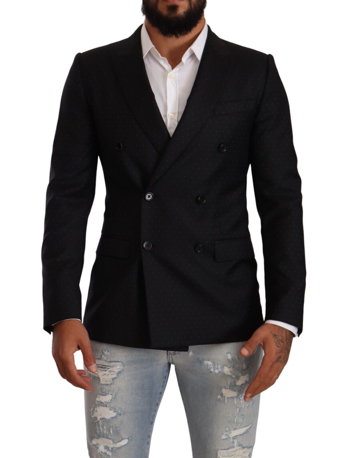 Dolce & Gabbana Eleganter schwarzer gepunkteter formeller Blazer