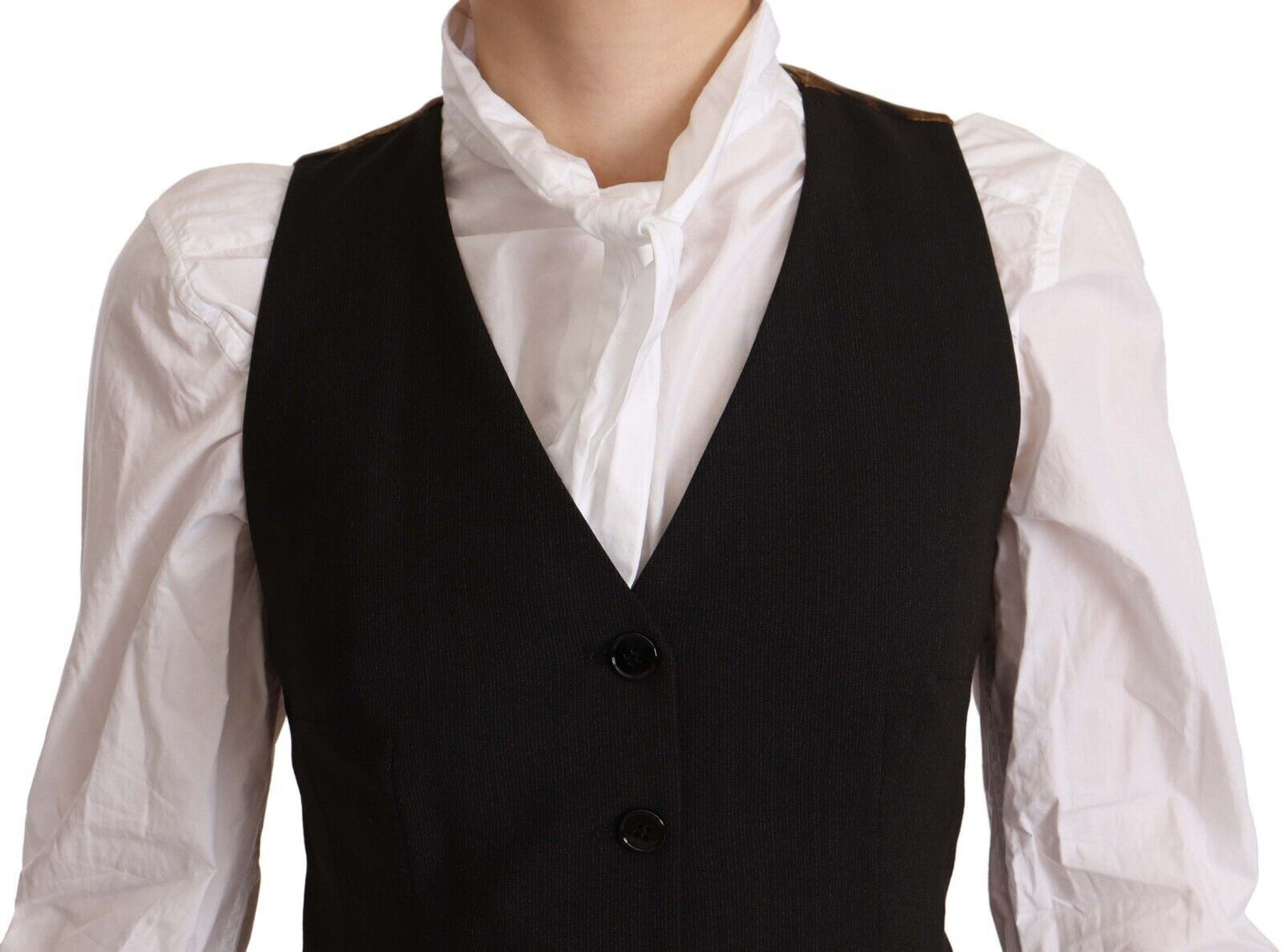 Dolce &amp; Gabbana Elegant Black Vest Top with Buttons