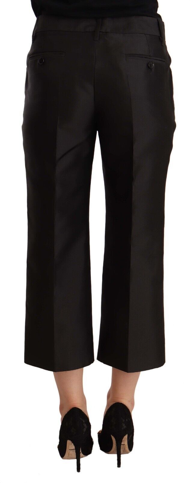 Dolce &amp; Gabbana Chic cropped silk trousers in timeless black