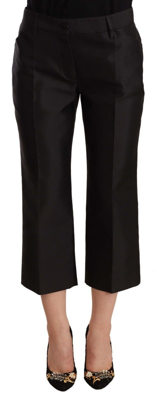 Dolce &amp; Gabbana Chic cropped silk trousers in timeless black