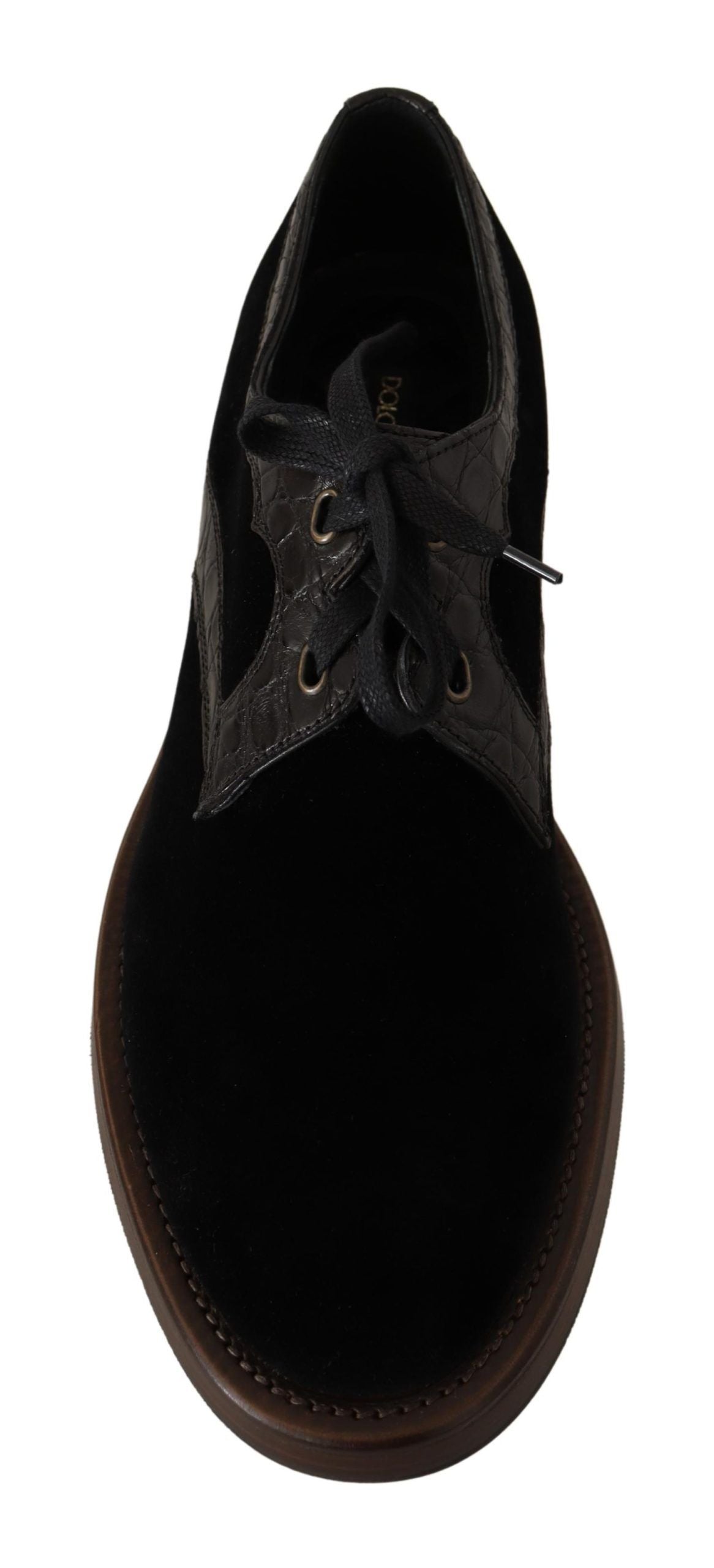 Dolce &amp; Gabbana Elegant dress shoes in black velvet and exotic leather