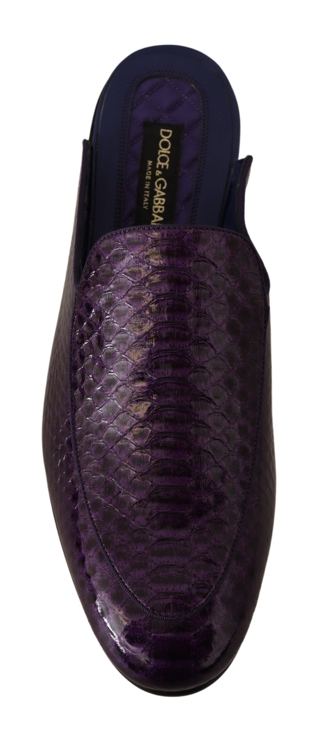 Dolce &amp; Gabbana Purple Exotic Python Leather Mules