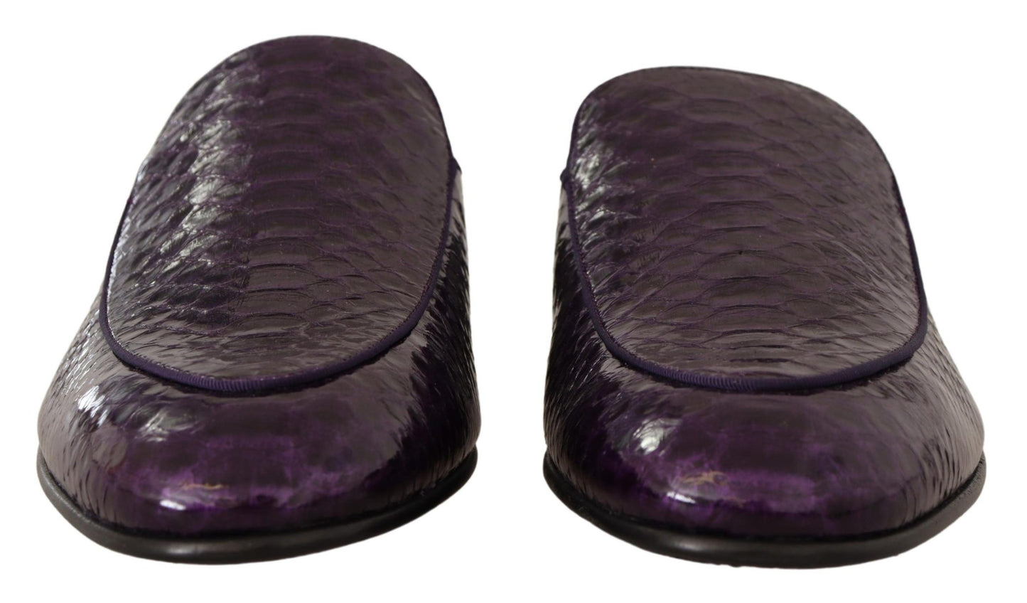 Dolce &amp; Gabbana Purple Exotic Python Leather Mules