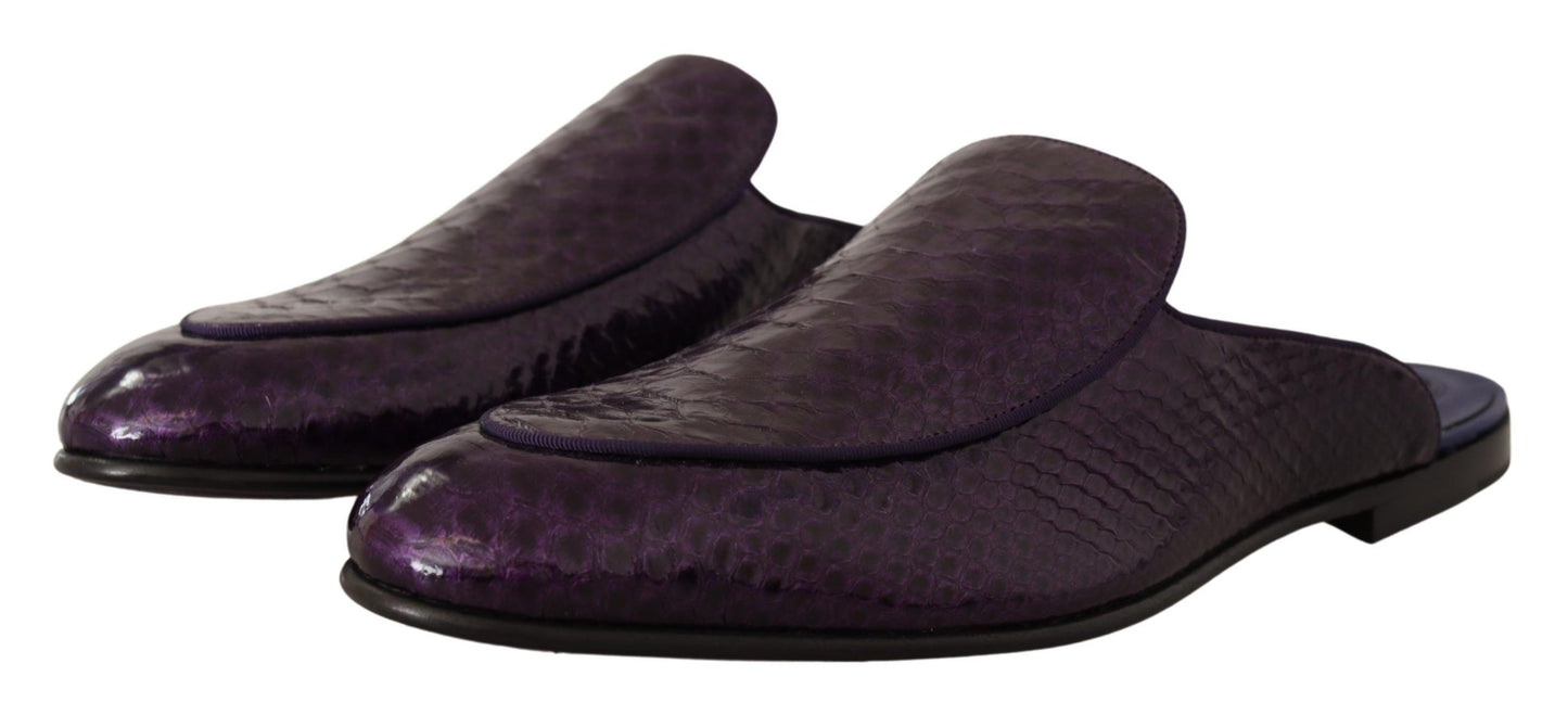 Dolce &amp; Gabbana Purple Exotic Python Leather Mules