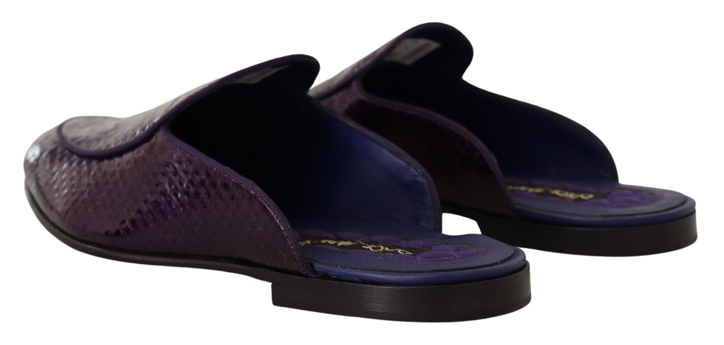 Dolce &amp; Gabbana Purple Exotic Python Leather Mules