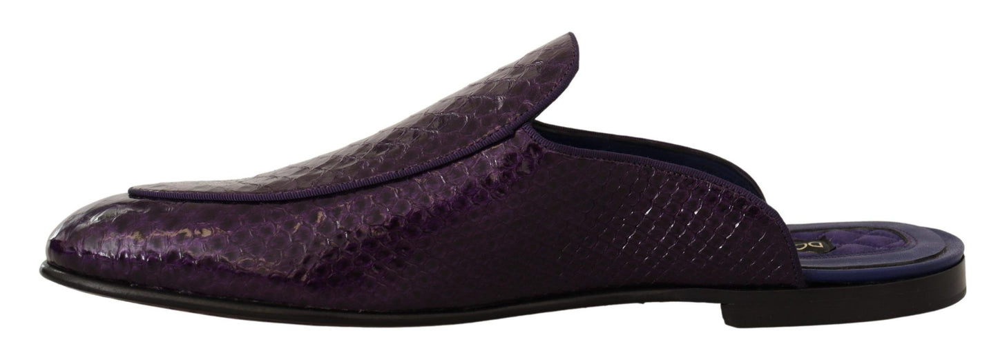 Dolce &amp; Gabbana Purple Exotic Python Leather Mules