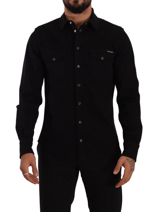 Dolce &amp; Gabbana Casual black designer shirt in slim fit