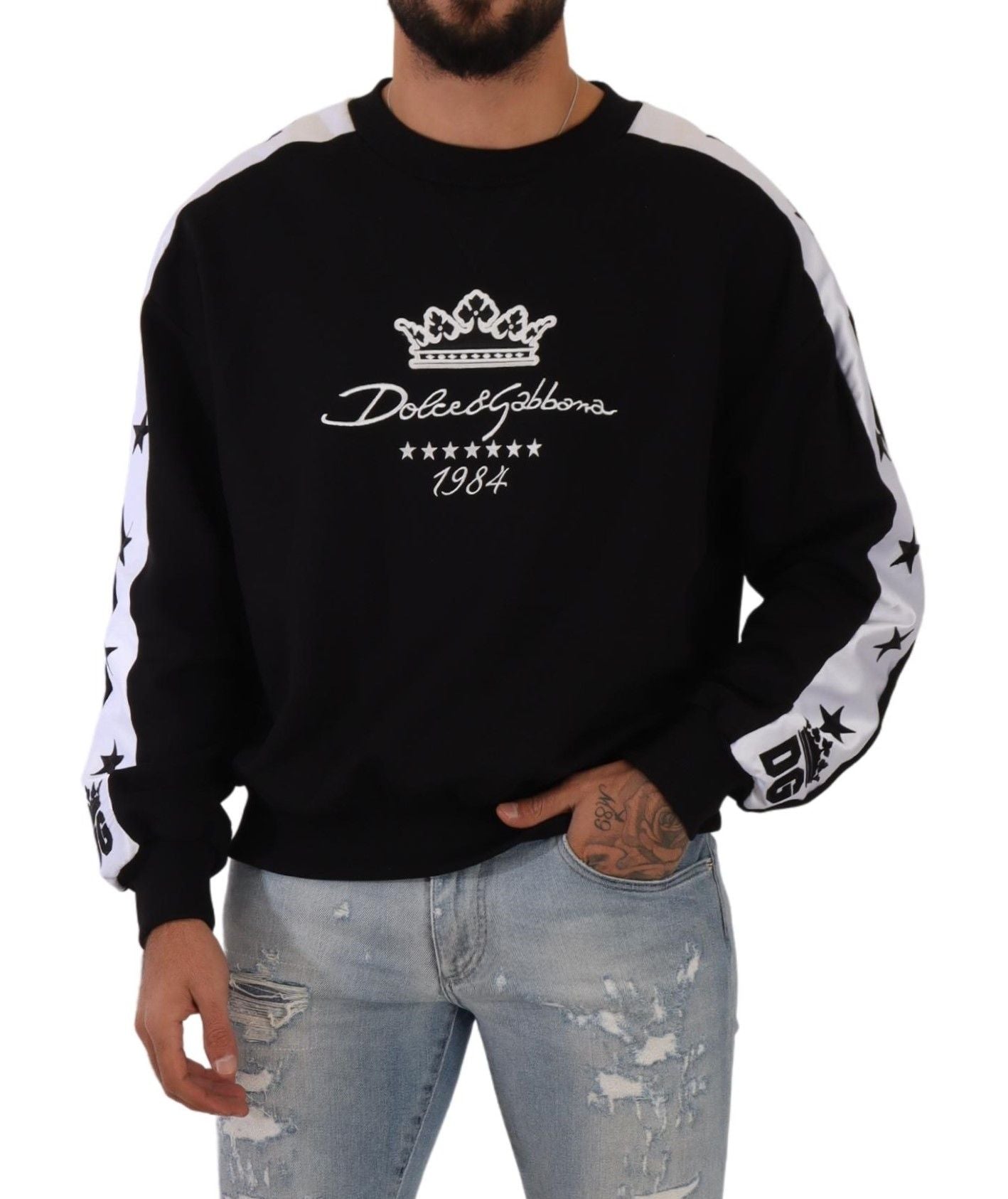 Dolce &amp; Gabbana Elegant Crown 1984 Crew Neck -neulepusero