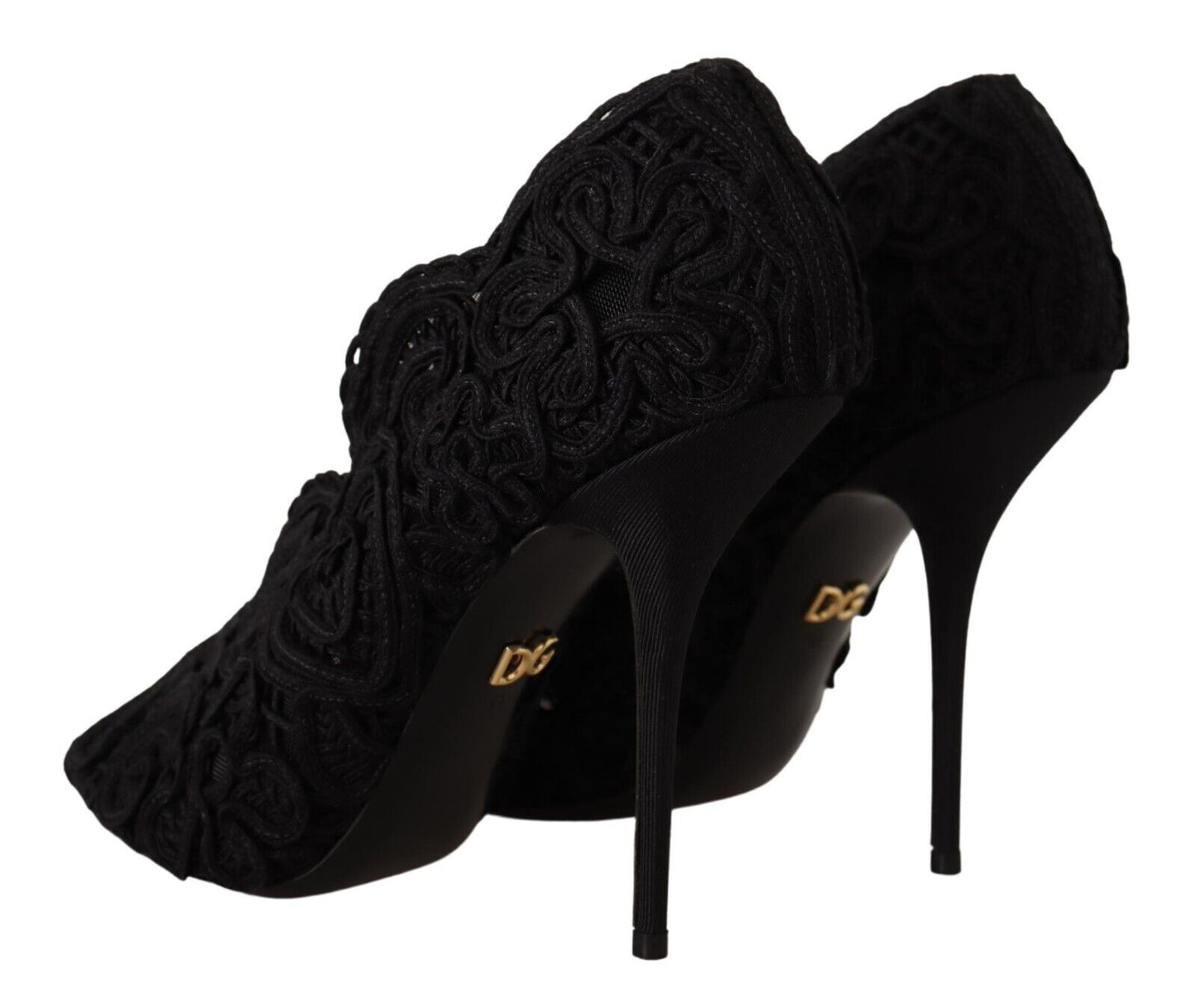 Dolce &amp; Gabbana Elegant Black Lace Stiletto Korkokengät