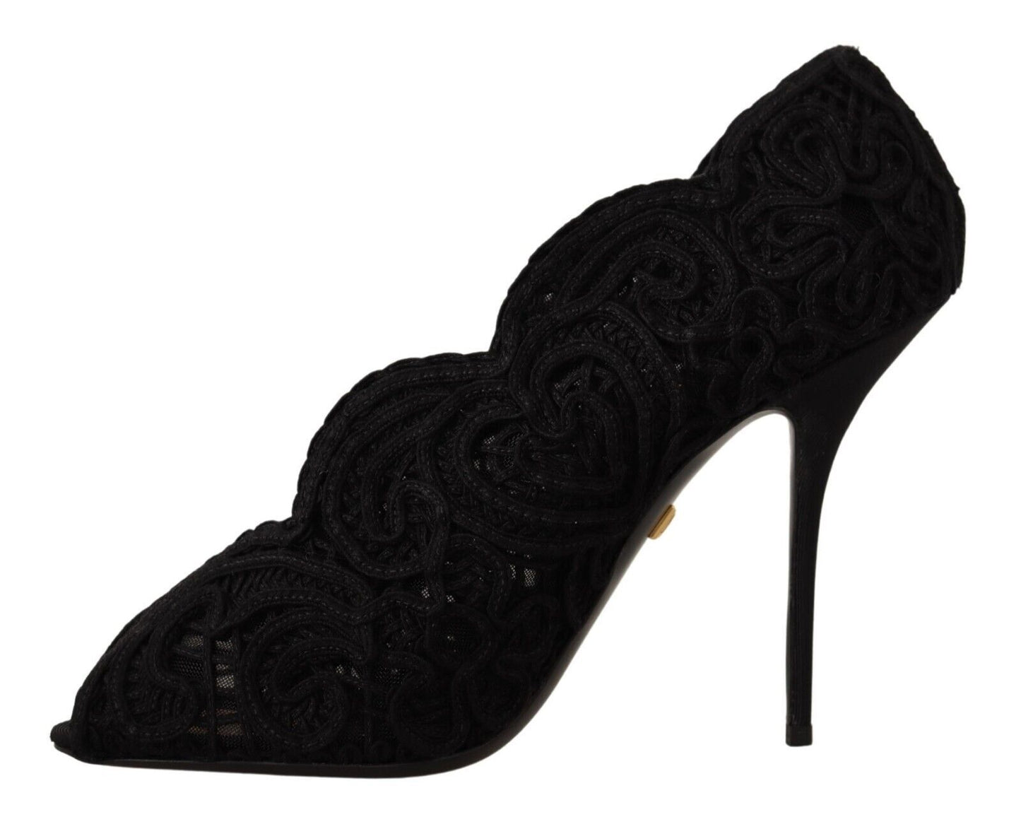 Dolce &amp; Gabbana Elegant Black Lace Stiletto Korkokengät