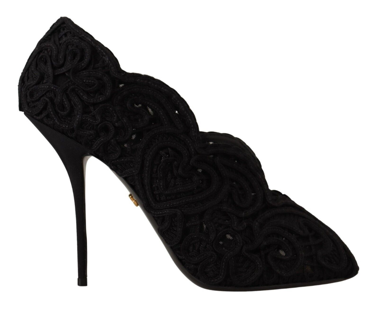 Dolce &amp; Gabbana Elegant Black Lace Stiletto Korkokengät