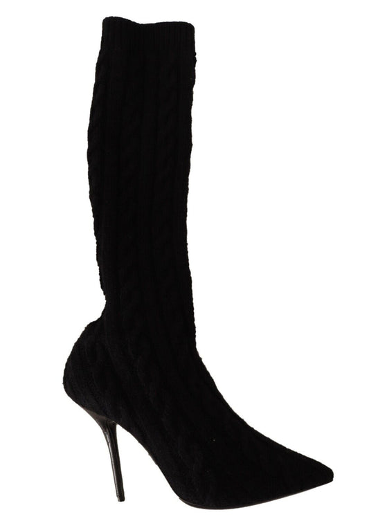 Dolce &amp; Gabbana Elegant Stretch Sock Boots mustat