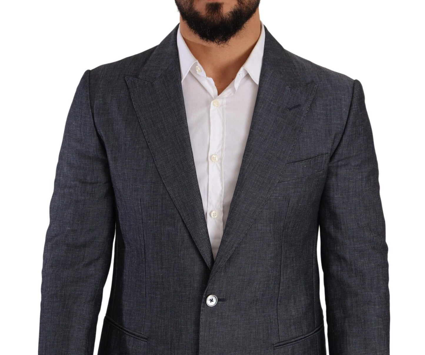 Dolce & Gabbana Eleganter blauer Blazer mit zwei Knöpfen und schmaler Passform