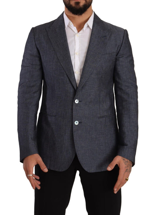 Dolce &amp; Gabbana Elegant blue two-button slim fit blazer