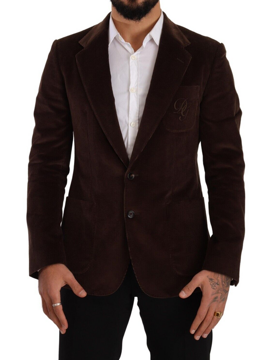 Dolce &amp; Gabbana Elegant brown corduroy blazer in slim fit