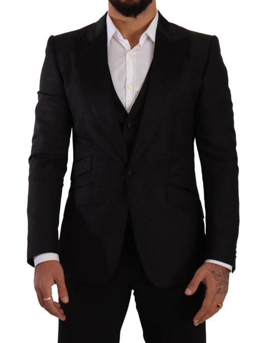 Dolce & Gabbana Sicilia Slim Fit Schwarz Anzug Ensemble