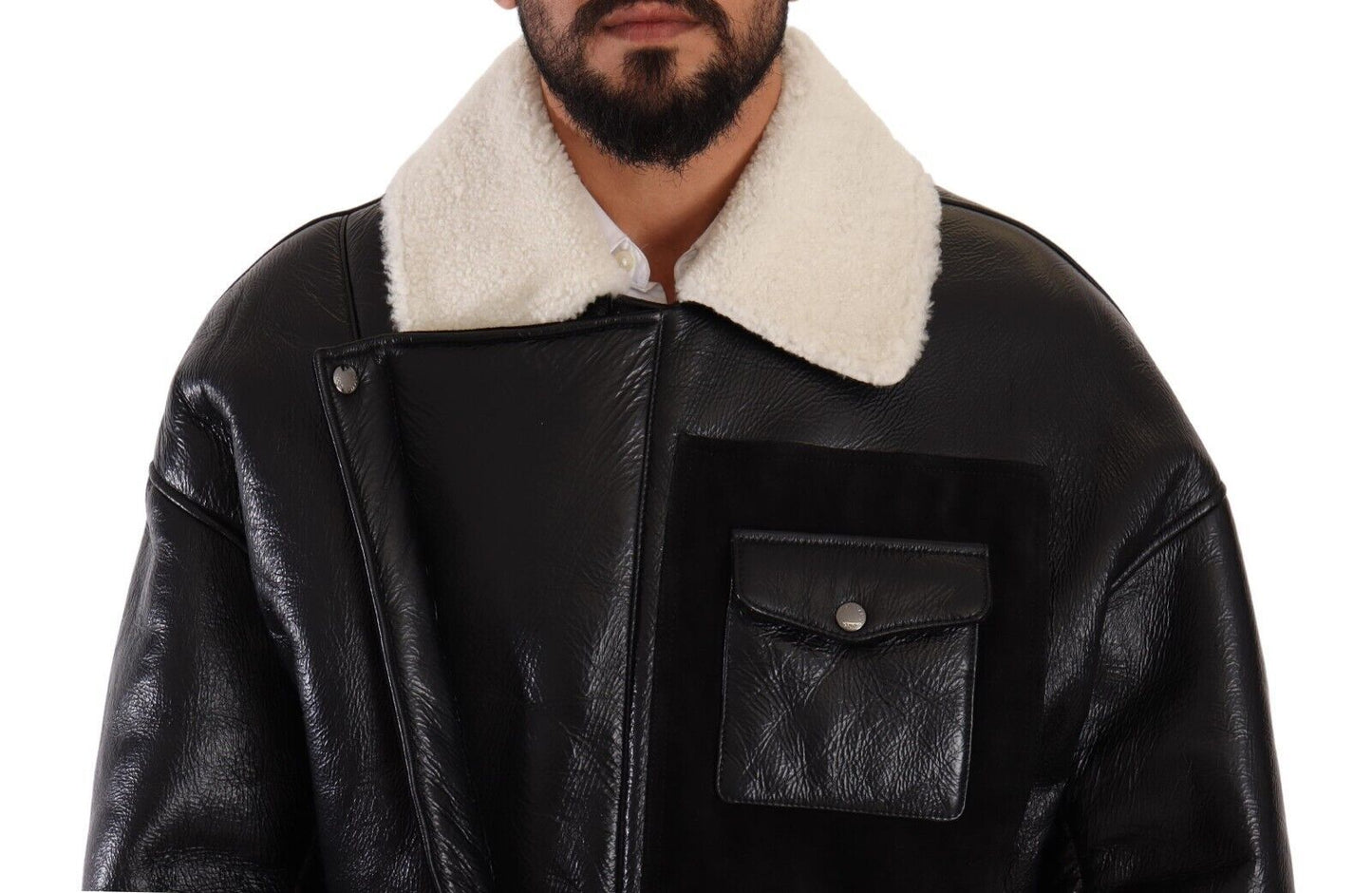 Dolce & Gabbana Elegante Bikerjacke aus Shearling