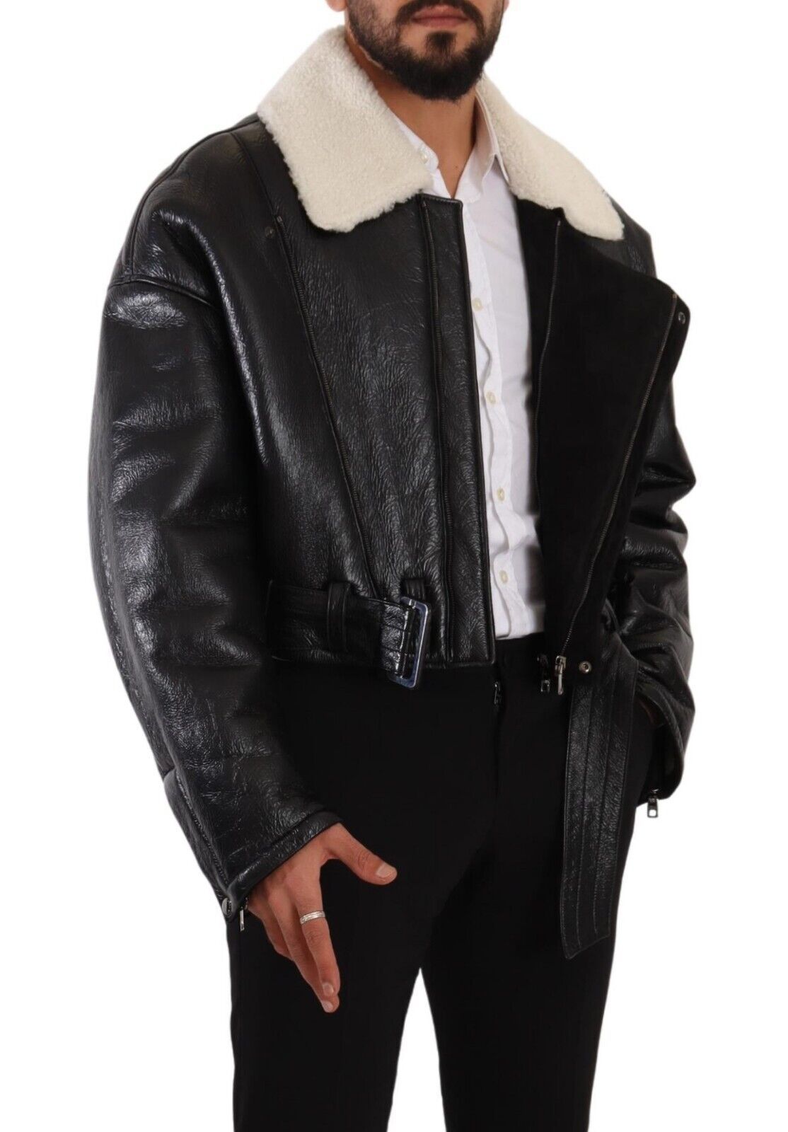 Dolce & Gabbana Elegante Bikerjacke aus Shearling