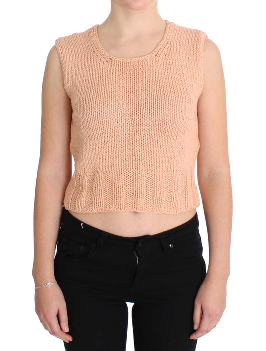 PINK MEMORIES Elegant pink knitted vest sleeveless sweater