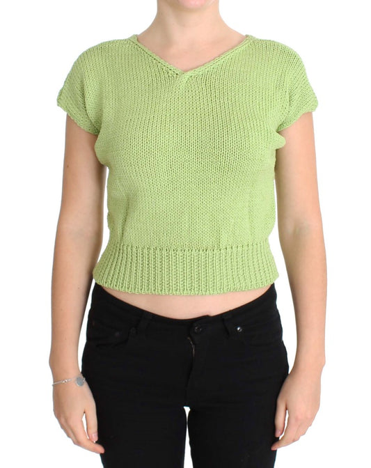 PINK MEMORIES Elegant Green Sleeveless Knitted Vest Sweater