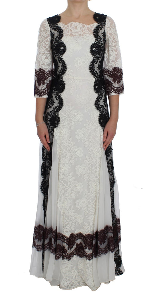 Dolce &amp; Gabbana Floral silk-blend maxi dress with lace