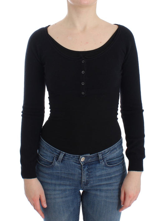 Ermanno Scervino Chic black sweater made of wool and cashmere in short form