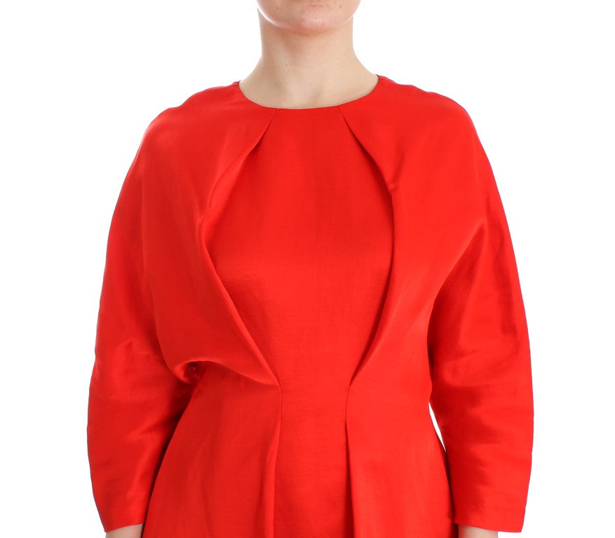 Fyodor Golan Strahlend rotes Kleid aus Leinenmischung von Artisan